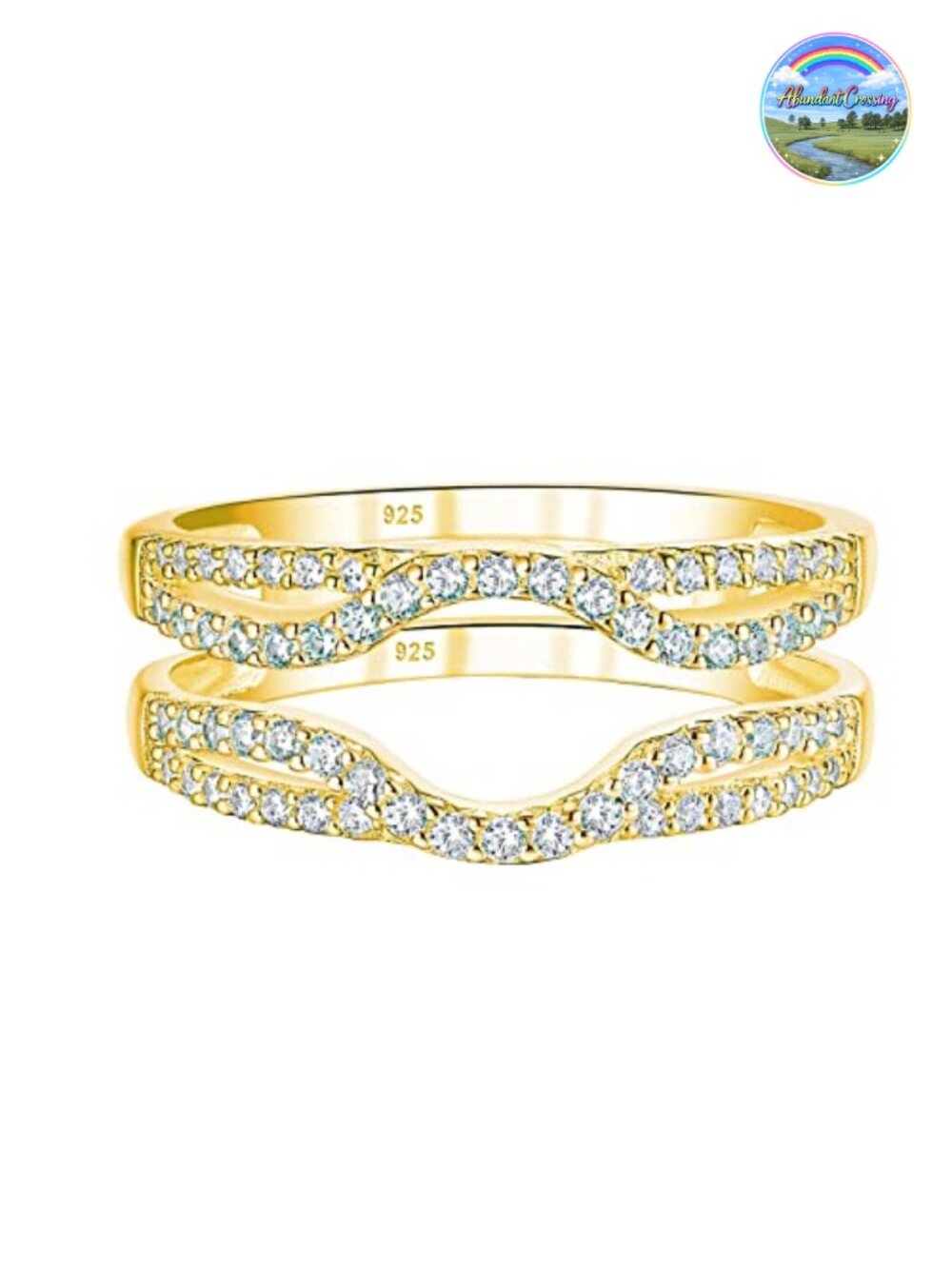 925 Sterling Silver Ring Enhancer CZ Gold Plated